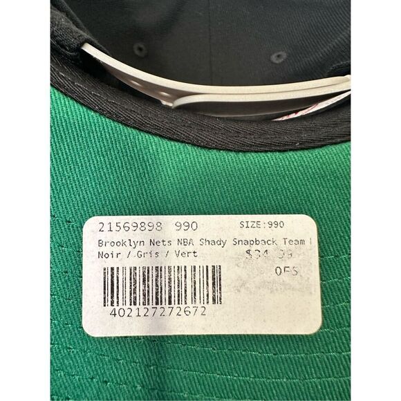 Mitchell & Ness Brooklyn Nets NBA Black & Grey embroidered SnapBack hat - Picture 4 of 7